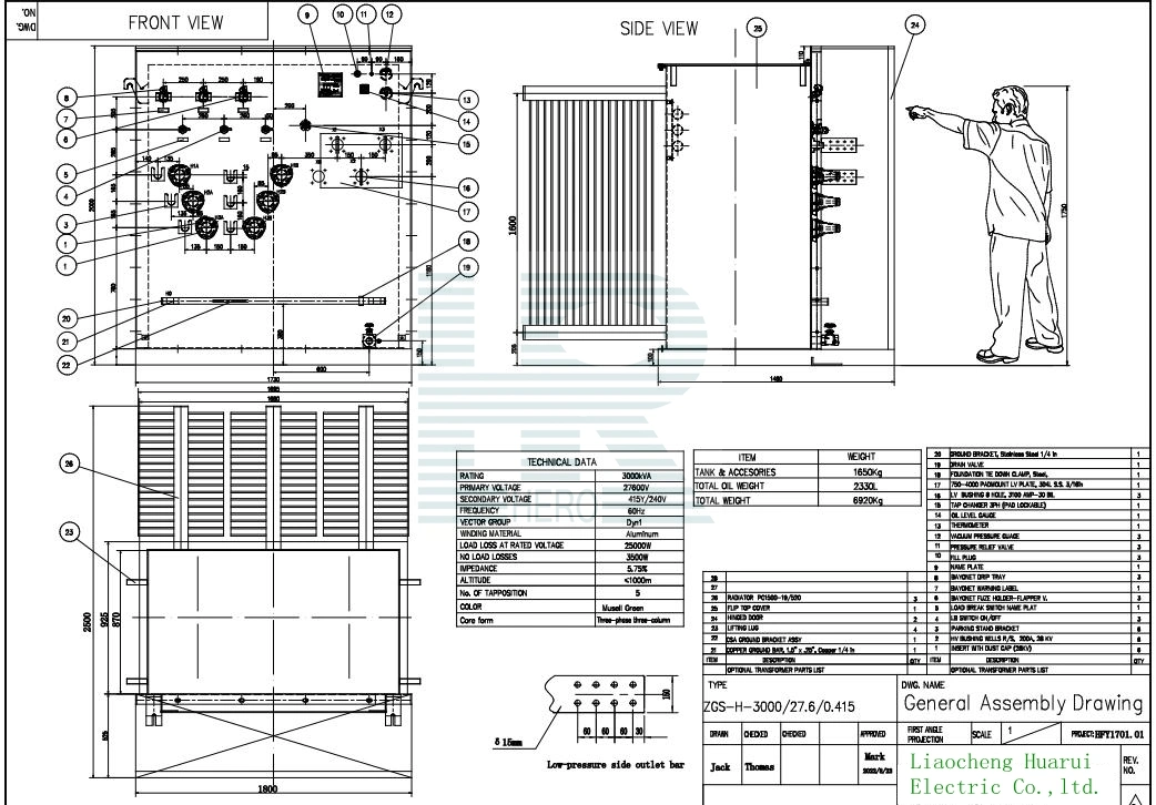 UL Certificate American Type Transformer 3000kVA Oil Immersed Type Prefabricated Substation Made by Manufacturer Huarui Electric